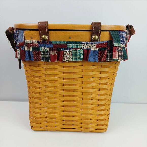 Longaberger VTG 2000 Artist Signed Saddebrook Crossbody Bag Fabric Lined - Picture 3 of 9